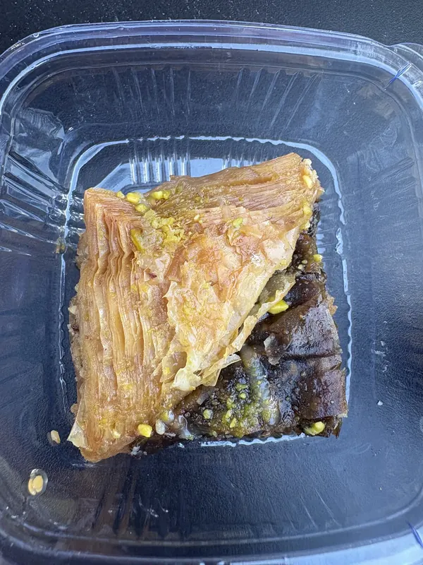 Slice of baklava with pistachio